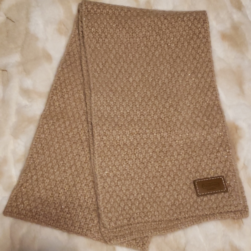 Coach Tan and Gold Fleck Scarf